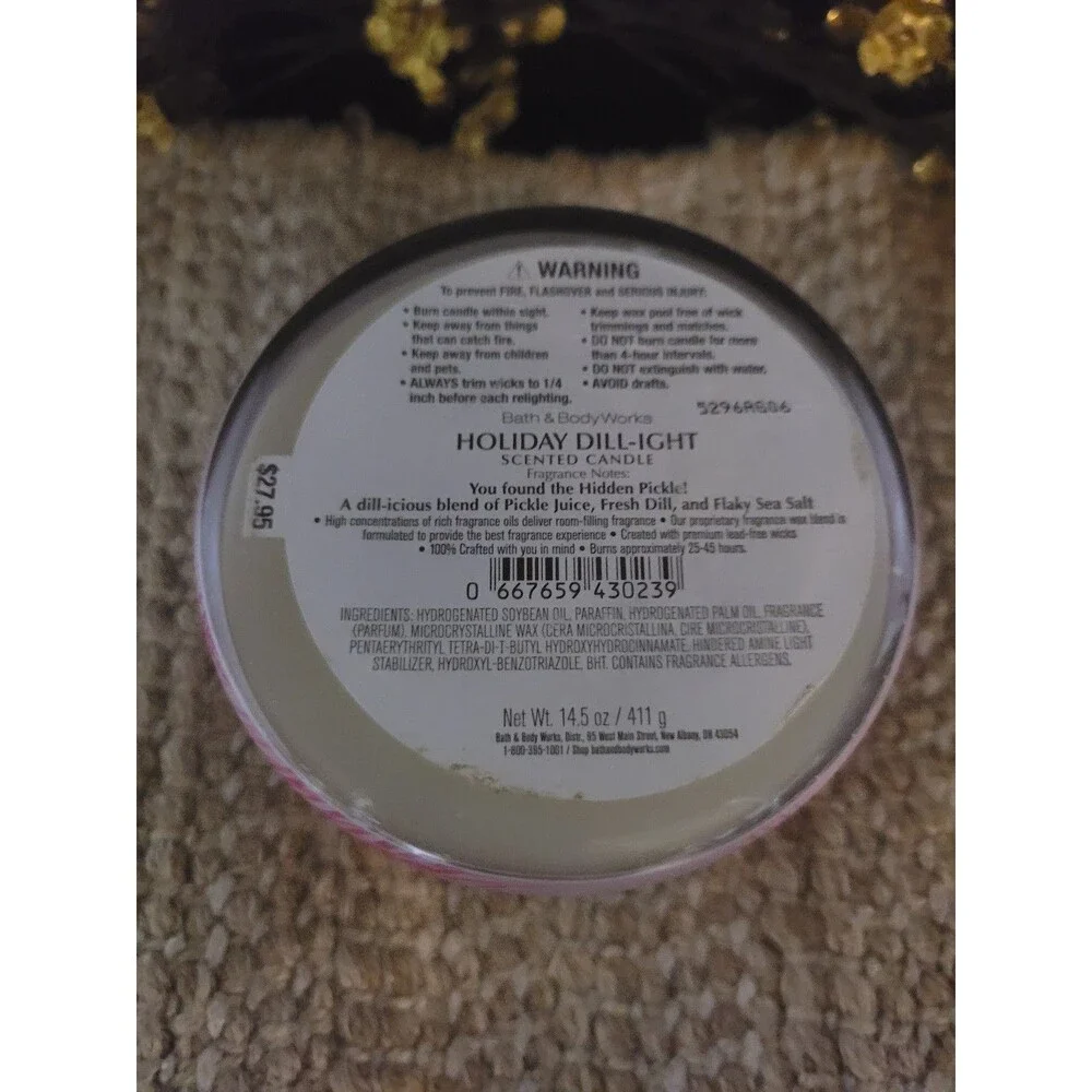 Holiday Dill-ight - Bath and Body Works 3-wick Candle - Picture 3 of 3